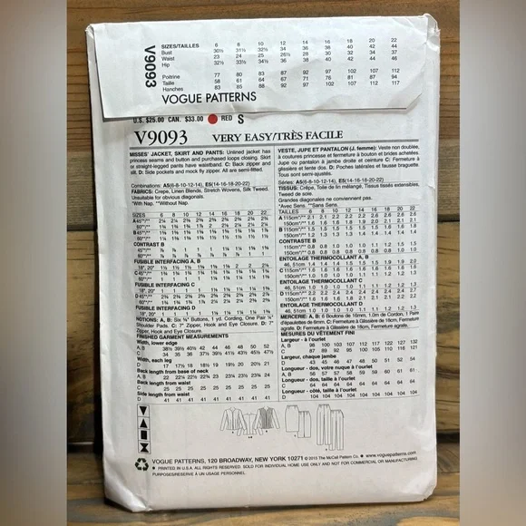 Set of 3 women’s Vogue sewing patterns D141 - Picture 7 of 7